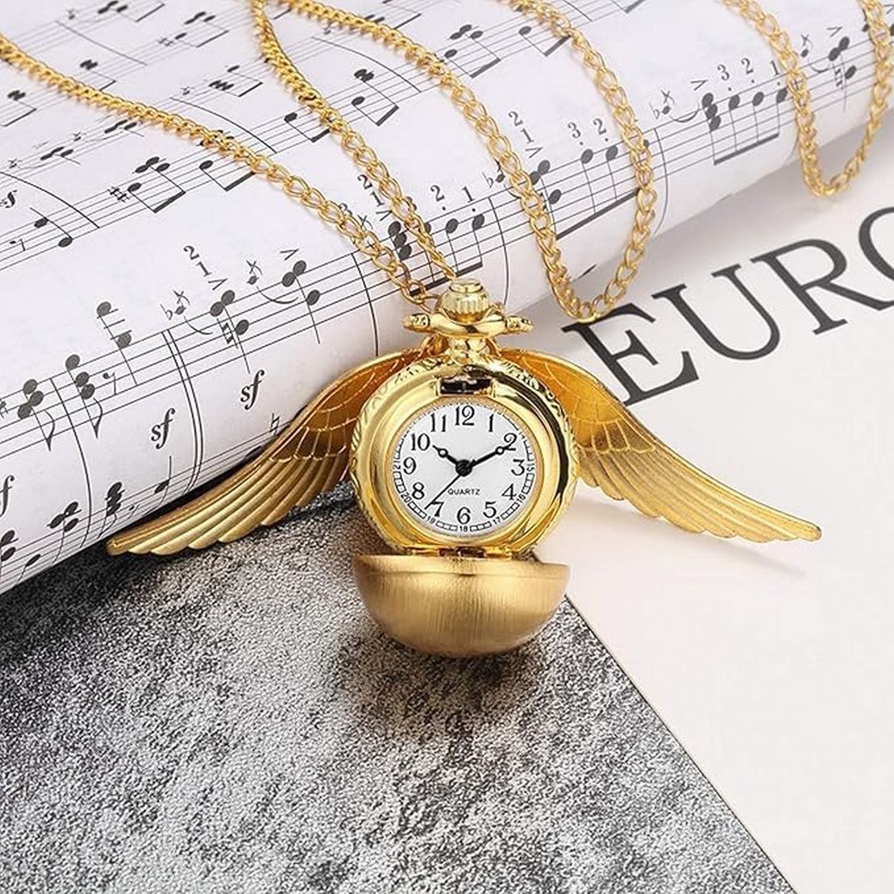 Collar Reloj Snitch Harry Potter Dorado