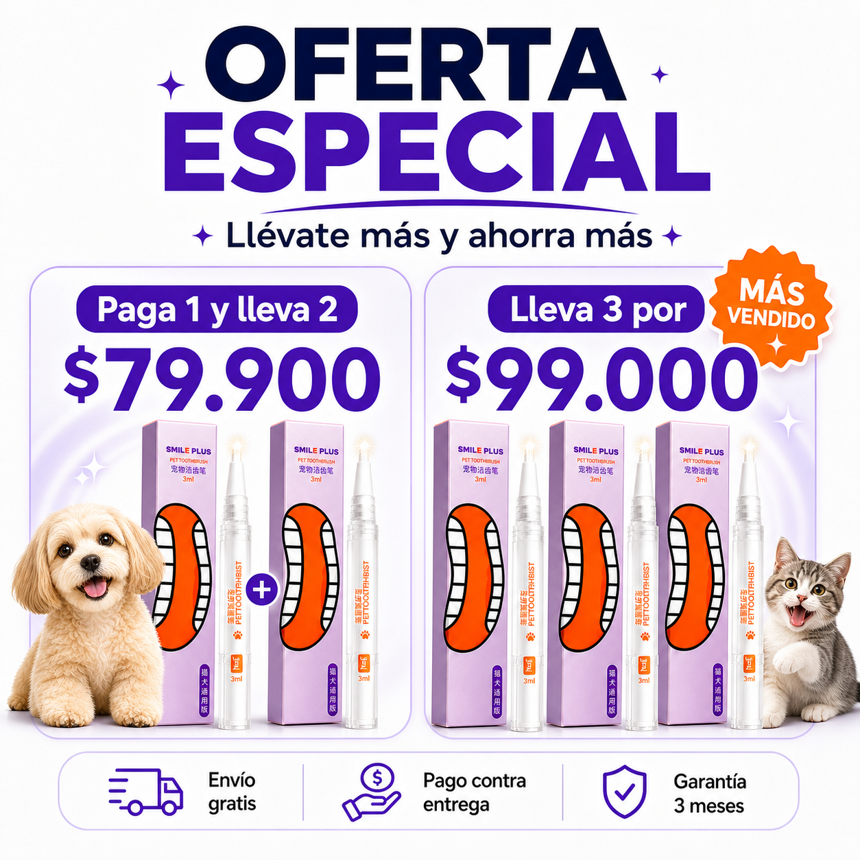 Blanqueador dental instantáneo Para mascotas X2