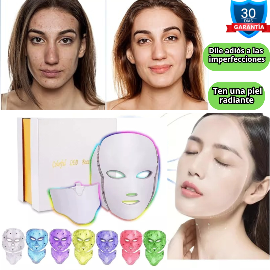 Mascarilla Facial LED 7 Colores Para Limpiar Las Impurezas De La Piel