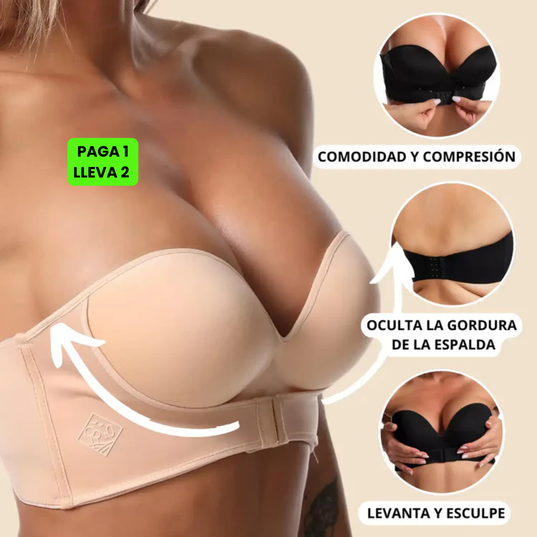 BRASIER STRAPLES CON REALCE PAGA 1 LLEVA 2 NEGRO+BEIGE