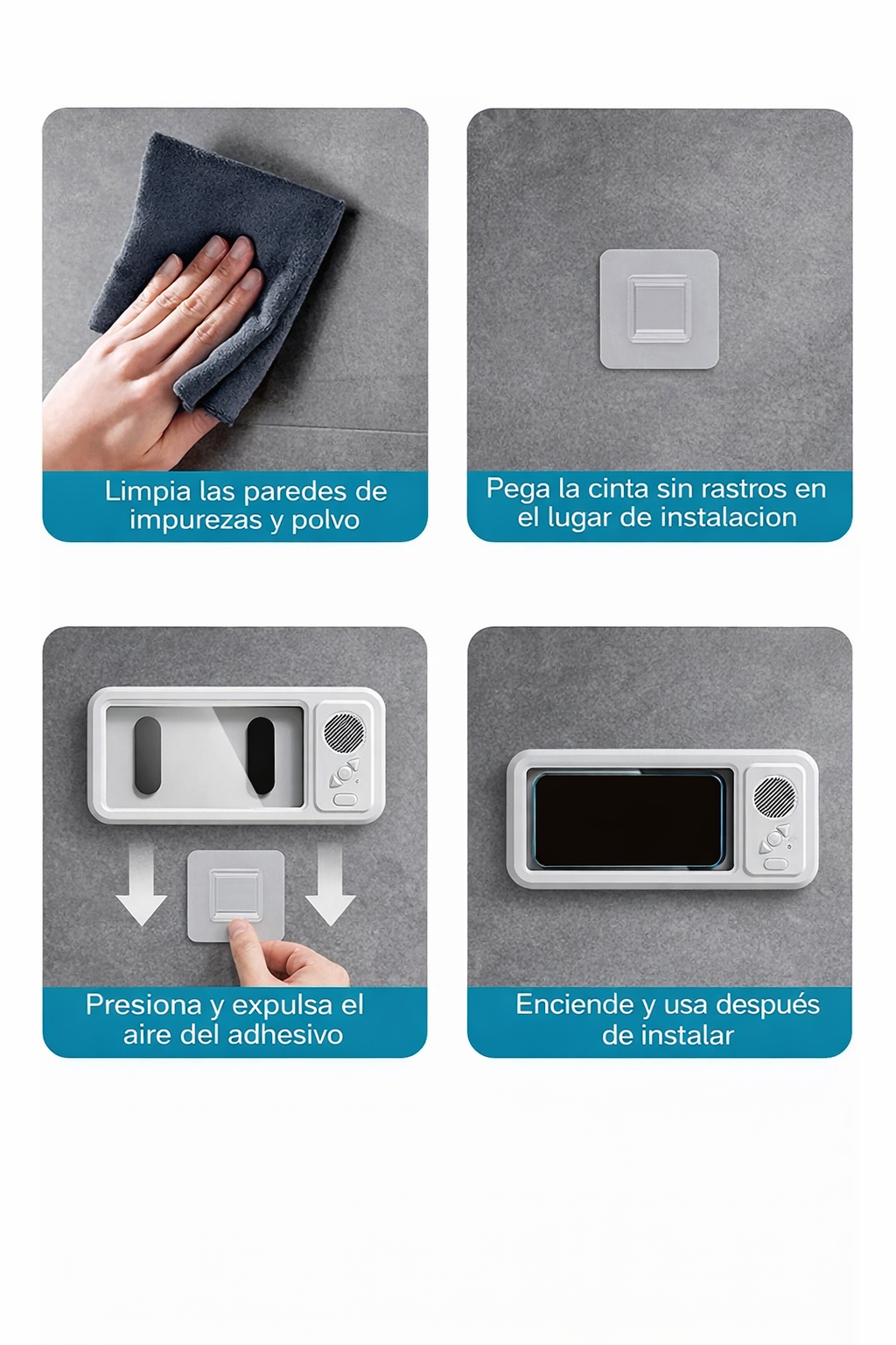 Soporte para Teléfono de Ducha con Altavoz IPX4, Impermeable, Pantalla Táctil