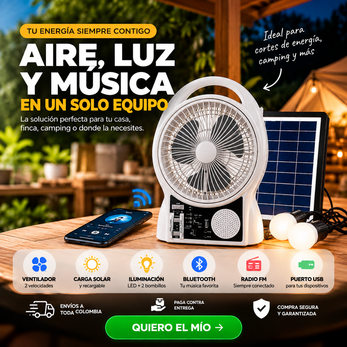 Ventilador solar GD-8029 El ventilador m