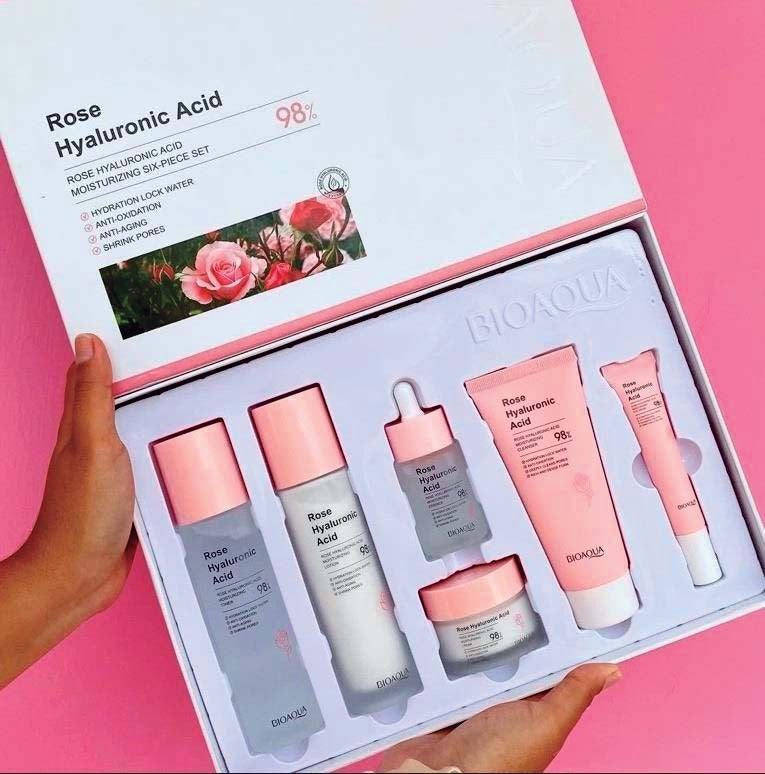 Kit X7 ROSAS Y ACIDO HIALURONICO BIOAQUA GRATIS PROTECTOR SOLAR