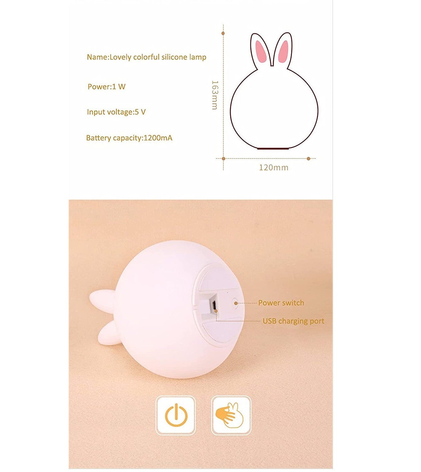 lampara  nocturna de conejo