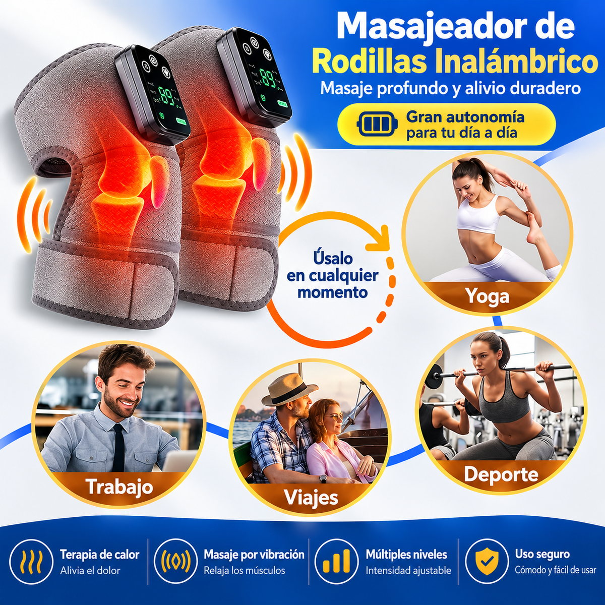 2PC Masajeador Térmico Para Rodilla, Hombro, y Dolores Musculares