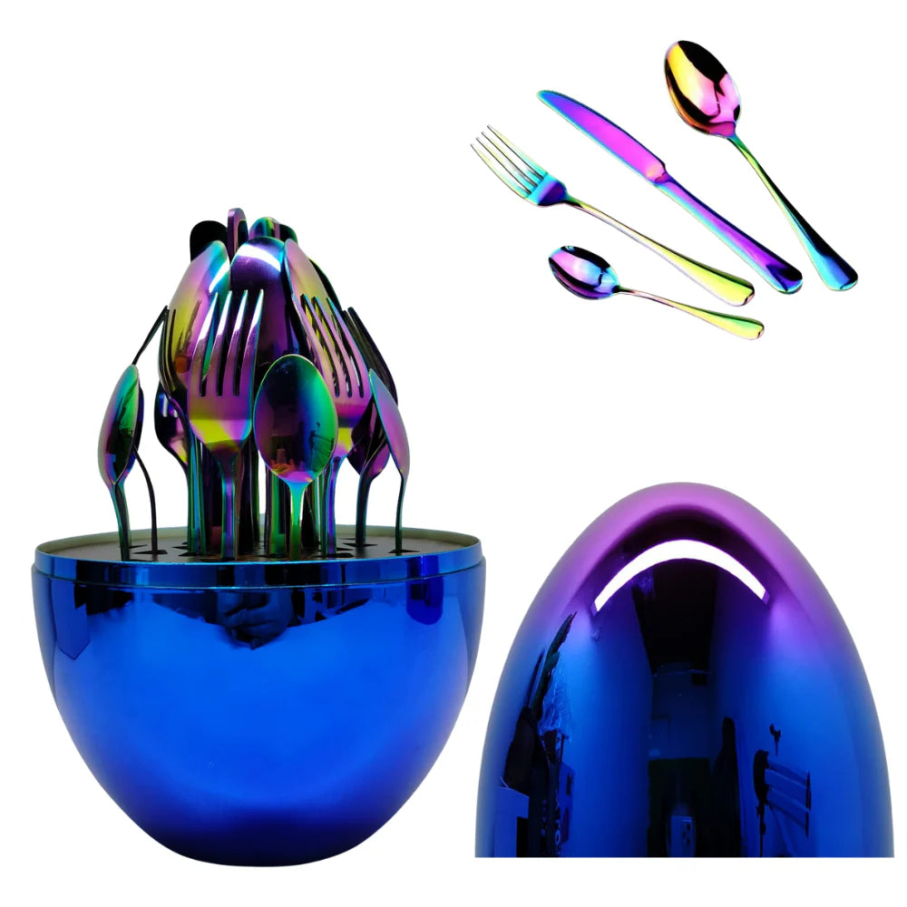Set 24 Cubiertos en forma de huevo AURUM OVAL 24™