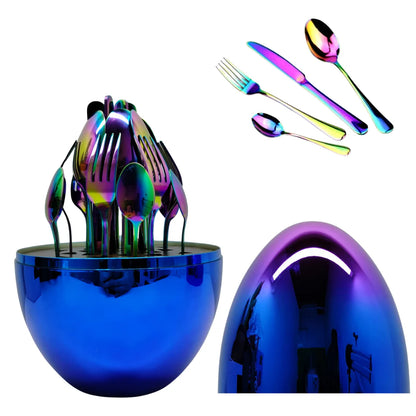 Set 24 Cubiertos en forma de huevo AURUM OVAL 24™