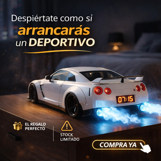 Reloj Despertador  con Pantalla Digital y Analógica, Efecto Realista de Luz de Motor