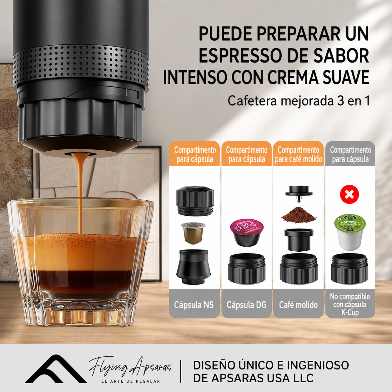 Cafetera Espresso Portátil 3 En 1 Con Pantalla Inteligente