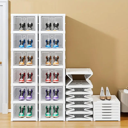 Zapatero plegable  portátil organizador con puerta transparente magnética 6 Niveles