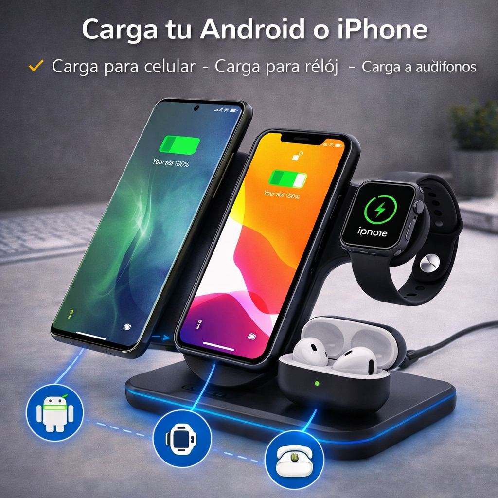 CARGADOR INALAMBRICO 3 EN 1