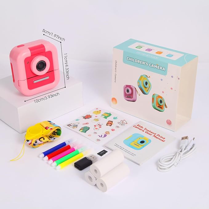 CAMARA DIGITAL CON IMPRESORA  ZUEOKAI 2.4" con Lente Giratoria 180° y 3 Papeles de Impresión, Cámara de Fotos Tarjeta de 32GB,