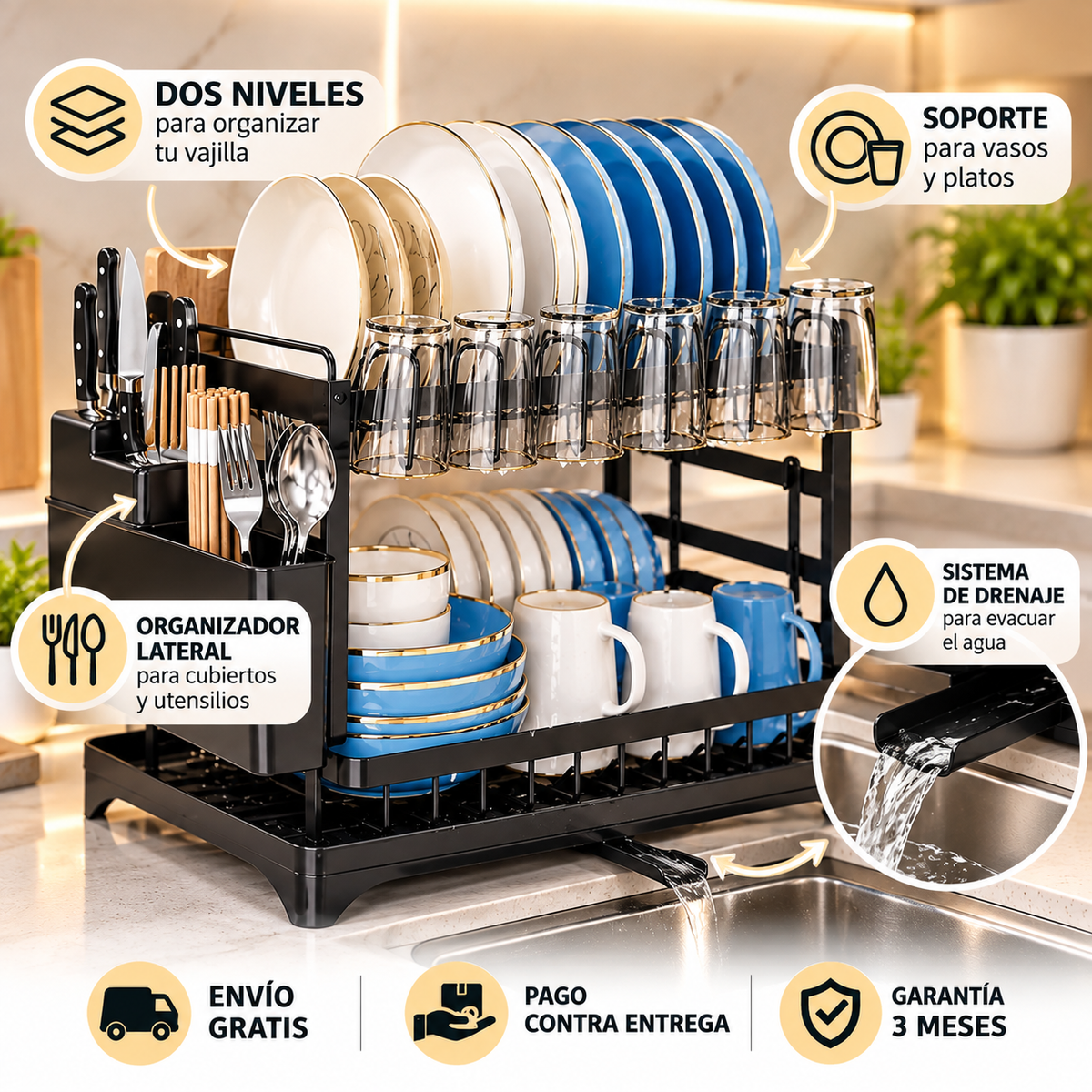 Escurridor De Platos 2 Niveles