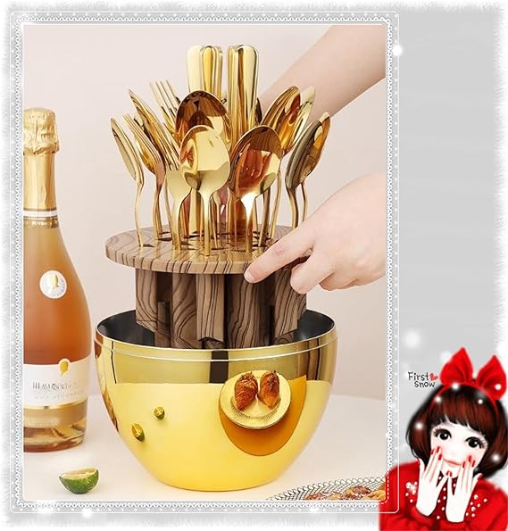 Set 24 Cubiertos en forma de huevo AURUM OVAL 24™