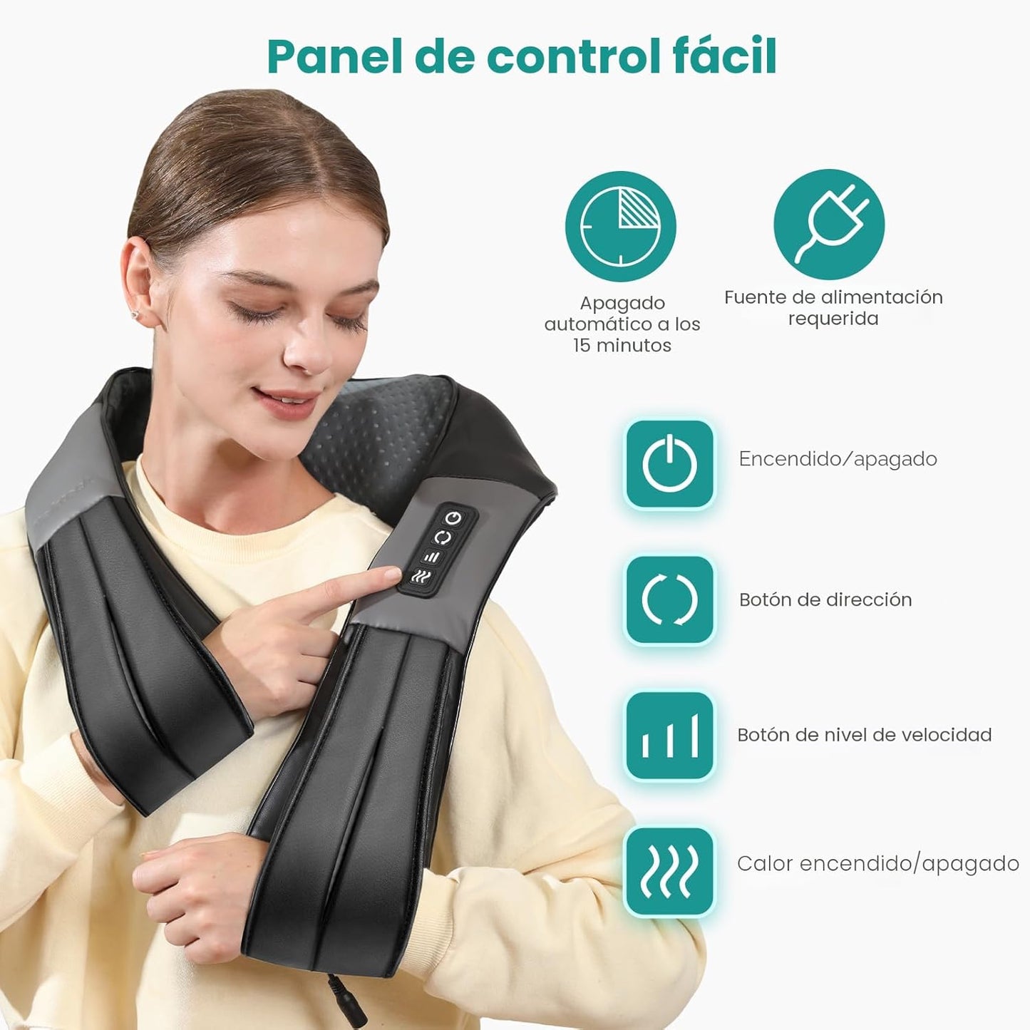 MASAJEADOR ELECTRICO CUELLO ESPALDA CON CALOR PARA ALIVIAR EL DOLOR DE TEJIDOS PROFUNDOS