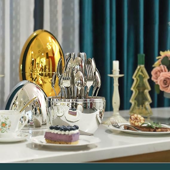 Set 24 Cubiertos en forma de huevo AURUM OVAL 24™