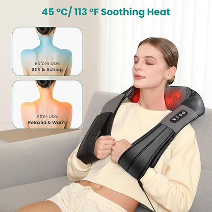 MASAJEADOR ELECTRICO CUELLO ESPALDA CON CALOR PARA ALIVIAR EL DOLOR DE TEJIDOS PROFUNDOS