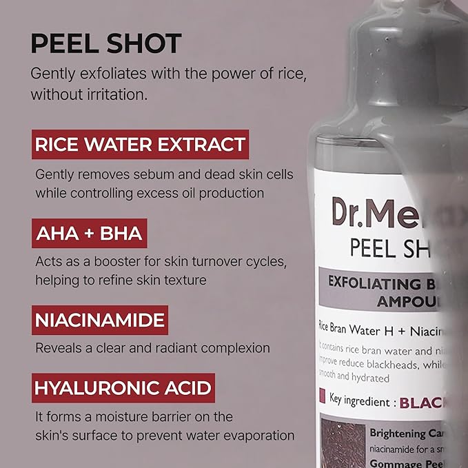 Dr.Melaxin Peel Shot Glow  Exfoliante de Arroz 80ml Exfoliante Facial y Corporal Removedor de Puntos Negros