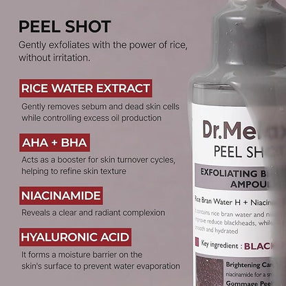 Dr.Melaxin Peel Shot Glow  Exfoliante de Arroz 80ml Exfoliante Facial y Corporal Removedor de Puntos Negros