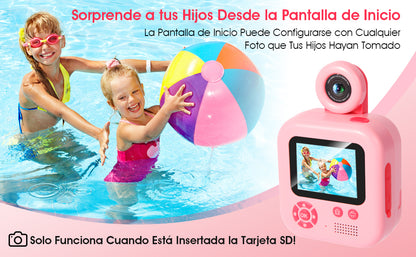 CAMARA DIGITAL CON IMPRESORA  ZUEOKAI 2.4" con Lente Giratoria 180° y 3 Papeles de Impresión, Cámara de Fotos Tarjeta de 32GB,