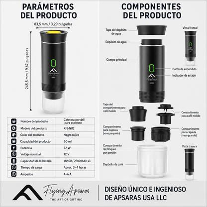 Cafetera Espresso Portátil 3 En 1 Con Pantalla Inteligente