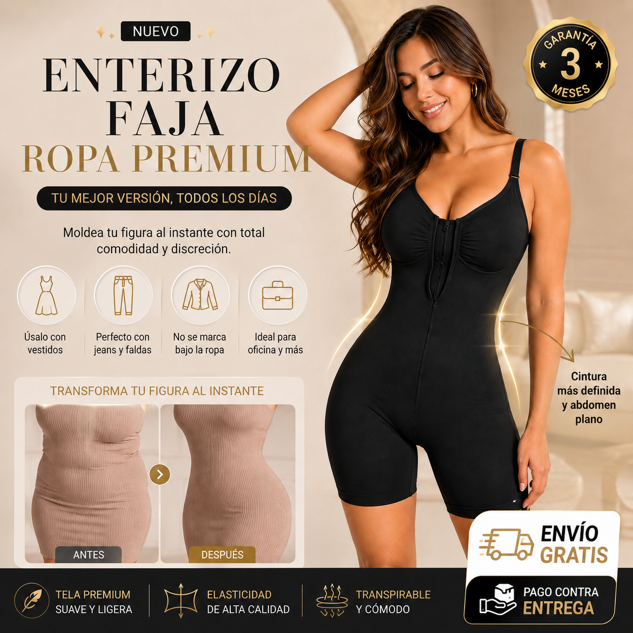 Enterizo Faja Con Cierre Delantero