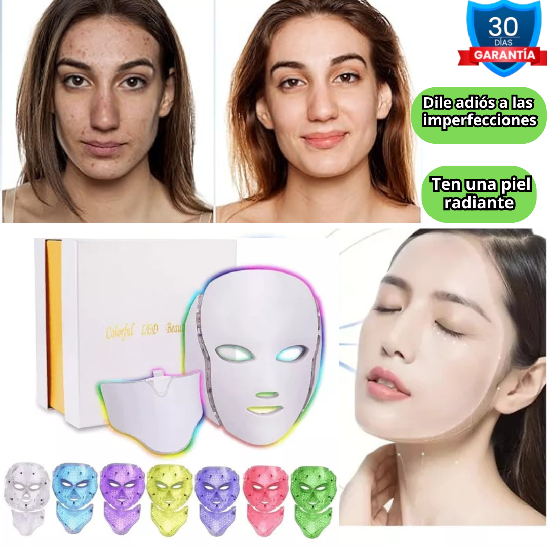 Mascarilla Facial  LED 7 Colores Para Limpiar Las Impurezas De La Piel