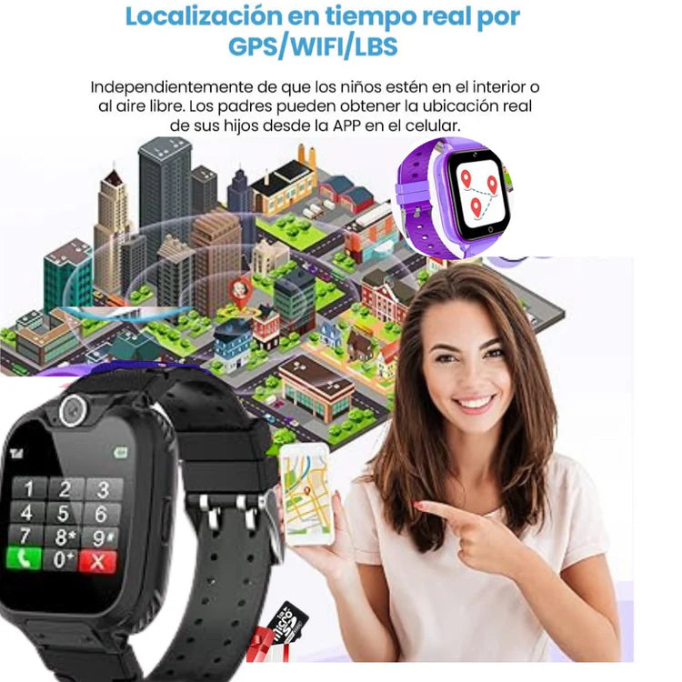 RELOJ ORIGINAL GPS CON  LOCALIZADOR EN TIEMPO REAL CON CÁMARA  INTEGRADA GRATIS SIM 4G
