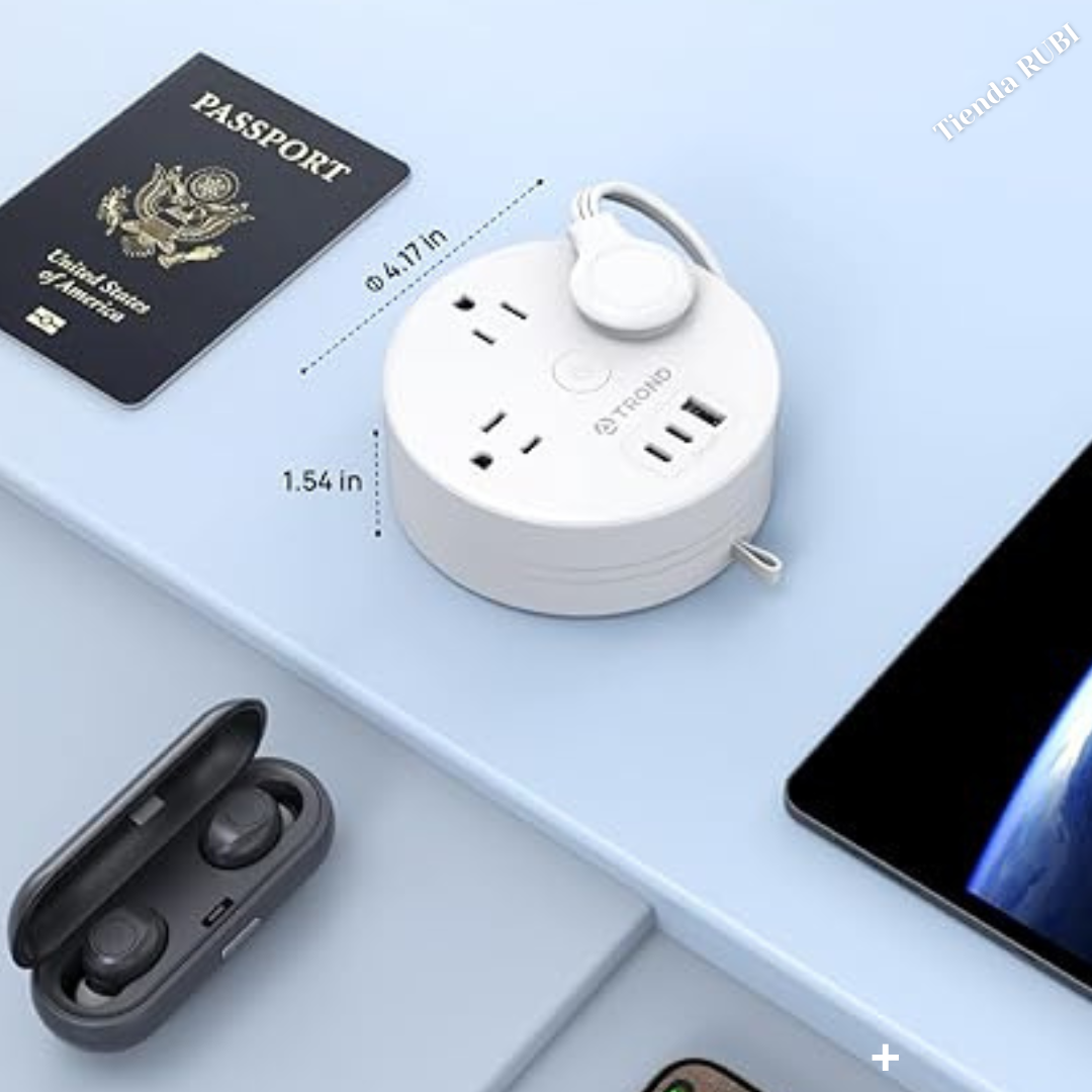 Multitoma retráctil Extensión Eléctrica Redonda 6p + Obsequio🎁