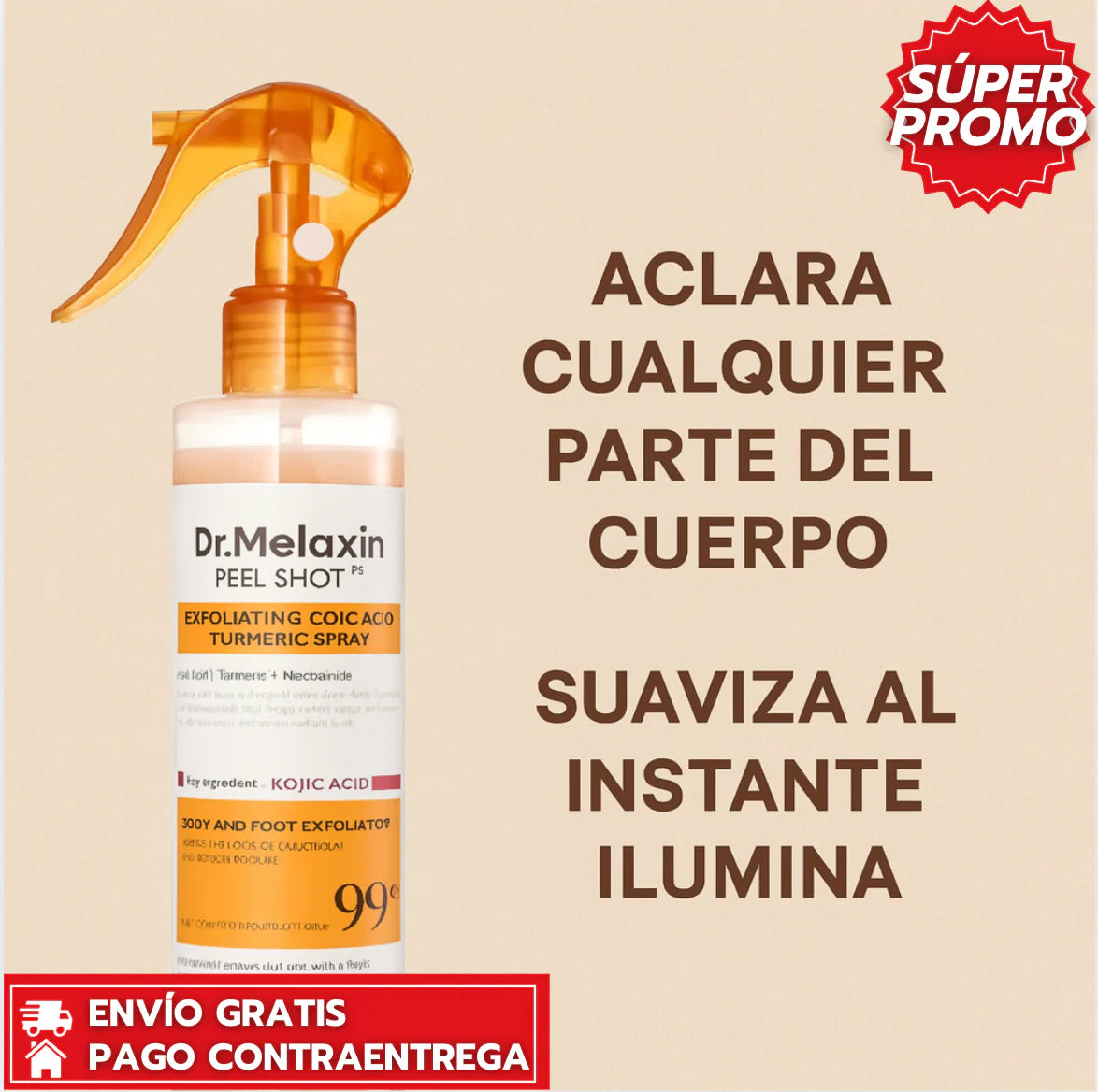 Dr.Melaxin peel shot 250 ml Shot™: Exfoliante que ilumina, Aclara y suaviza al instante.