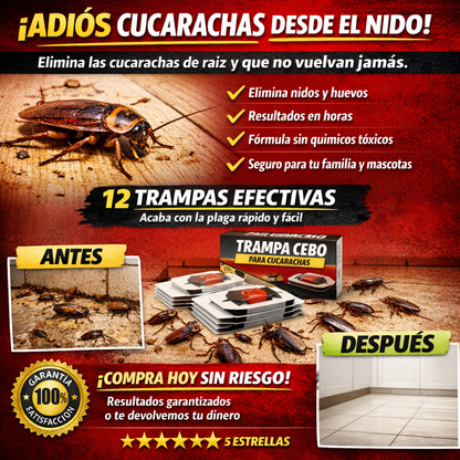Pack X12 Cebo Eficaz Para Exterminar Cucarachas Paga 1 Lleva 2
