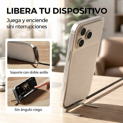 Cable de carga rápida con soporte invisible para teléfono 2 en 1