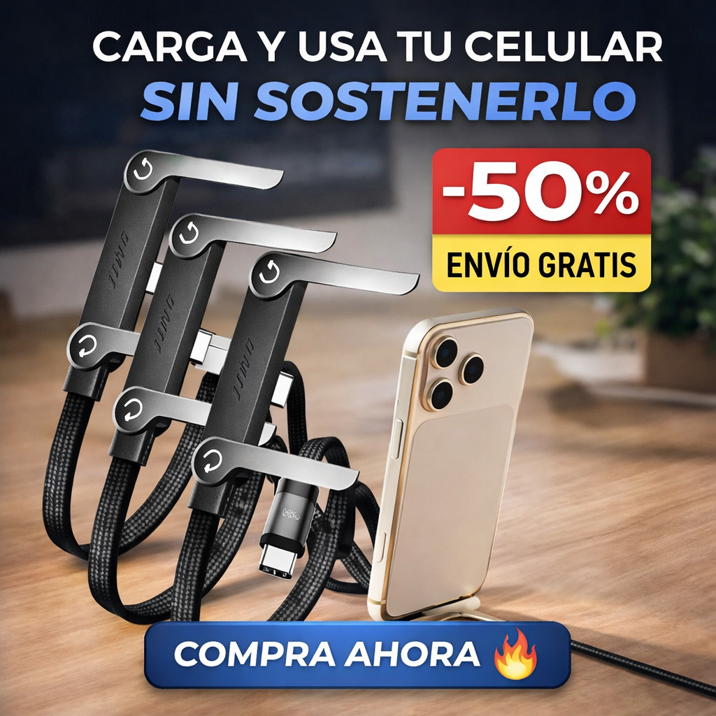 Cable de carga rápida con soporte invisible para teléfono 2 en 1