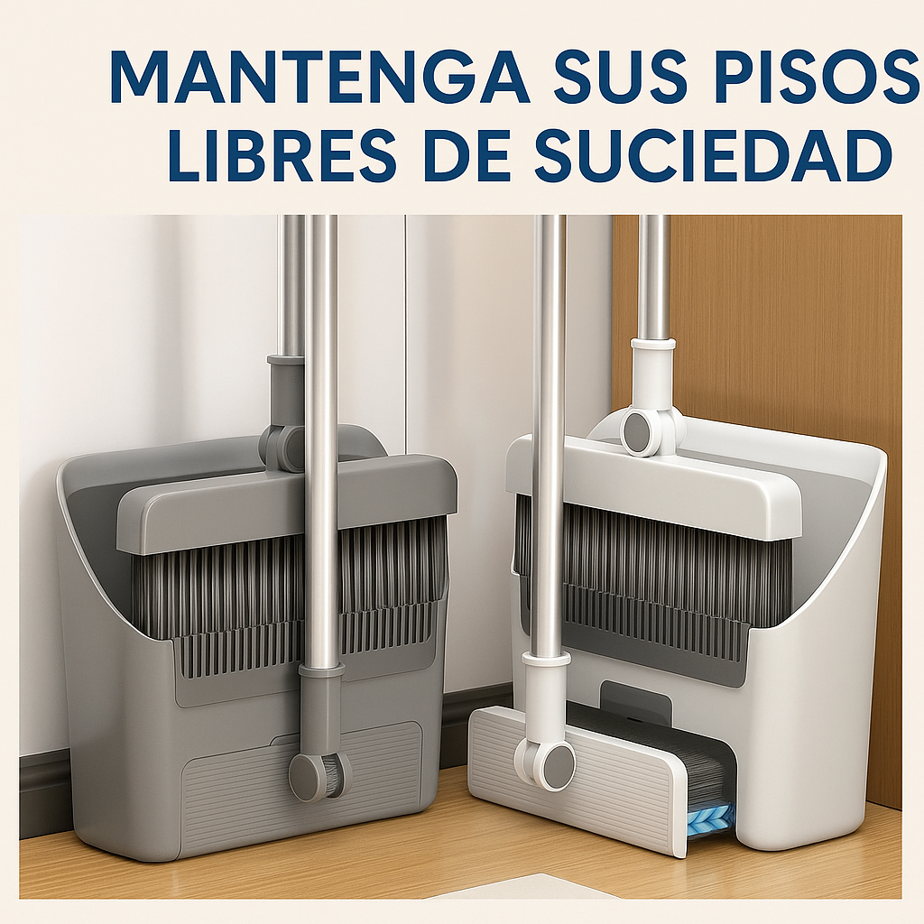 Juego de escoba Cepillo y recogedor magnético plegable giratorio 3 en 1 con cerdas súper gruesas