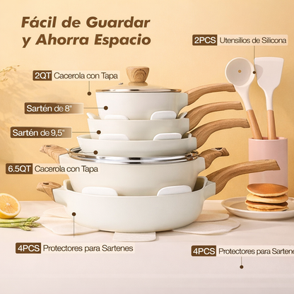 Titanium Pro-Health: Set de Cocina Antiadherente de 13 Piezas