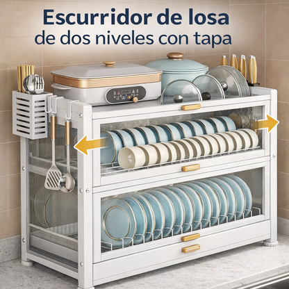 ESCURRIDOR DE LOZA 2 NIVELES CON TAPA