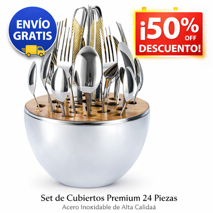 Set 24 Cubiertos en forma de huevo AURUM OVAL 24™