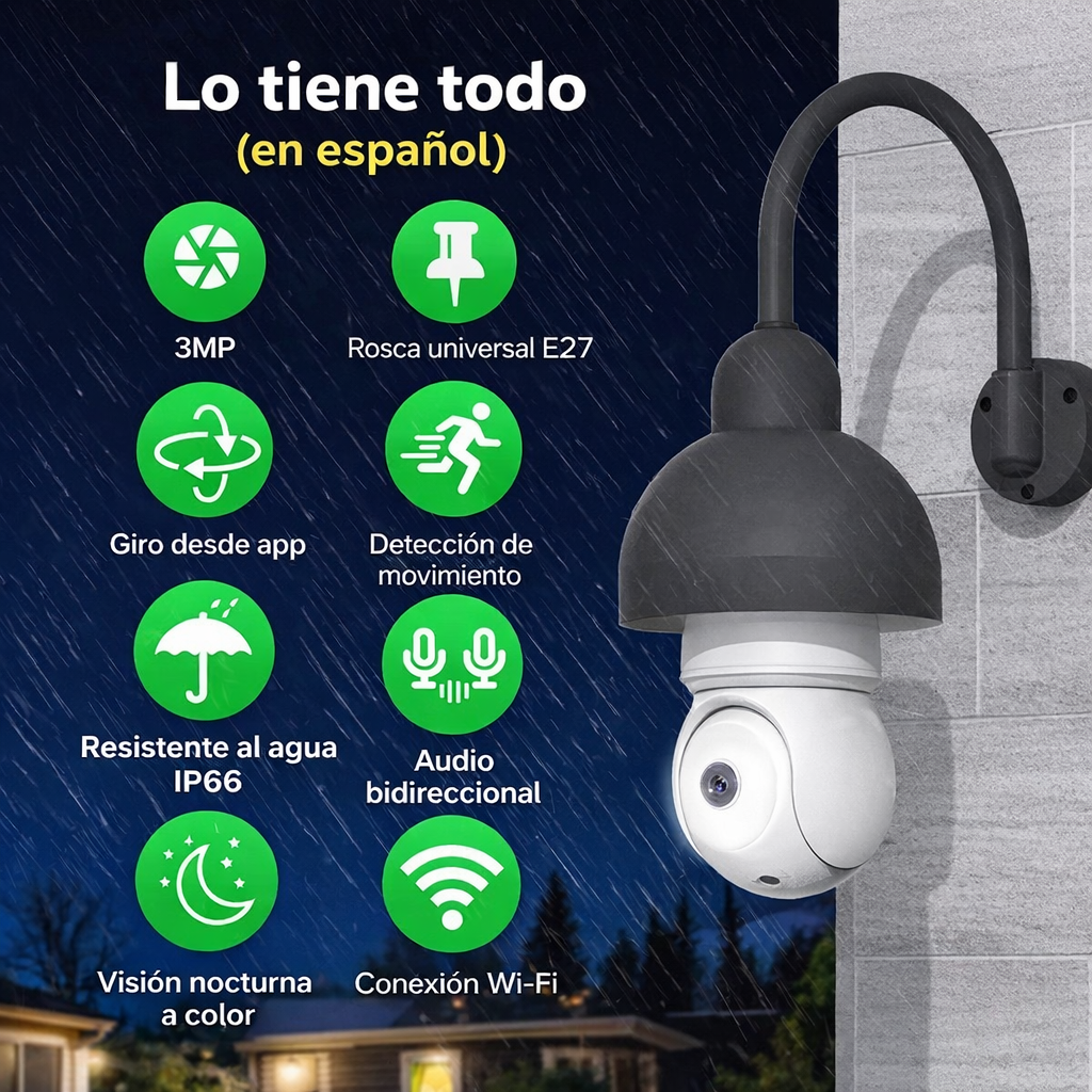Cámara de Seguridad IMOU Bombillo 2K (3MP) – WiFi, Full Color, Detección Inteligente, Audio 2 Vías