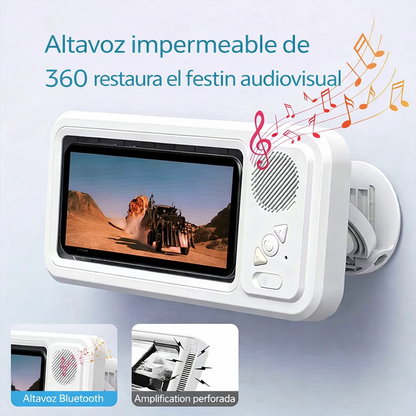 Soporte para Teléfono de Ducha con Altavoz IPX4, Impermeable, Pantalla Táctil