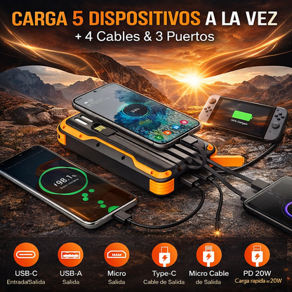 Power Bank Solar 40000mah Con Linterna