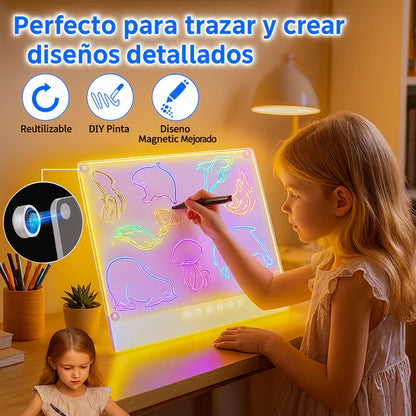 Tablero Led Pizarron 7 Colores Brillantes 30cm por 20 cm