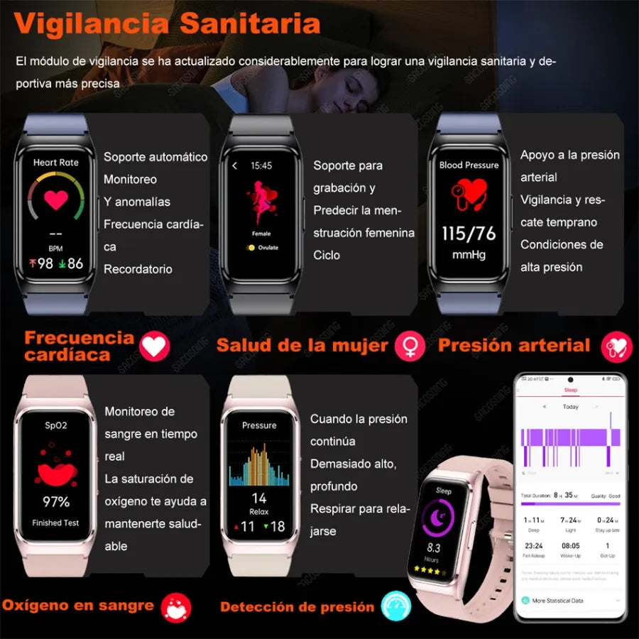 Smart Watch reloj Inteligente Glucosa Presión Arterial Presión Arterial Ácido Úrico Bt 2026
