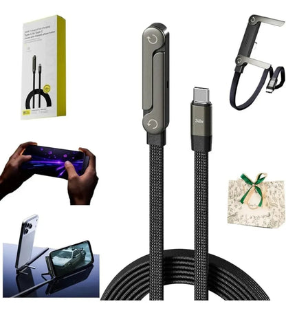 Cable de carga rápida con soporte invisible para teléfono 2 en 1
