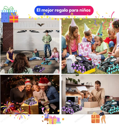 CARRO STUNT ACROBATICO RC 6 RUEDAS Con Lanzador De Balas Y 2 Baterías