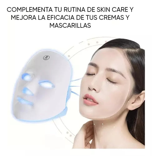 Mascarilla Facial  LED 7 Colores Para Limpiar Las Impurezas De La Piel