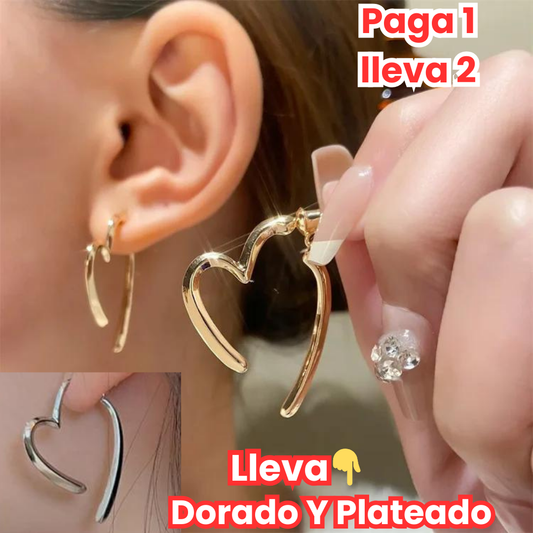 Pendientes  Aritos Dorado+ Plateado+ Caja de regalo