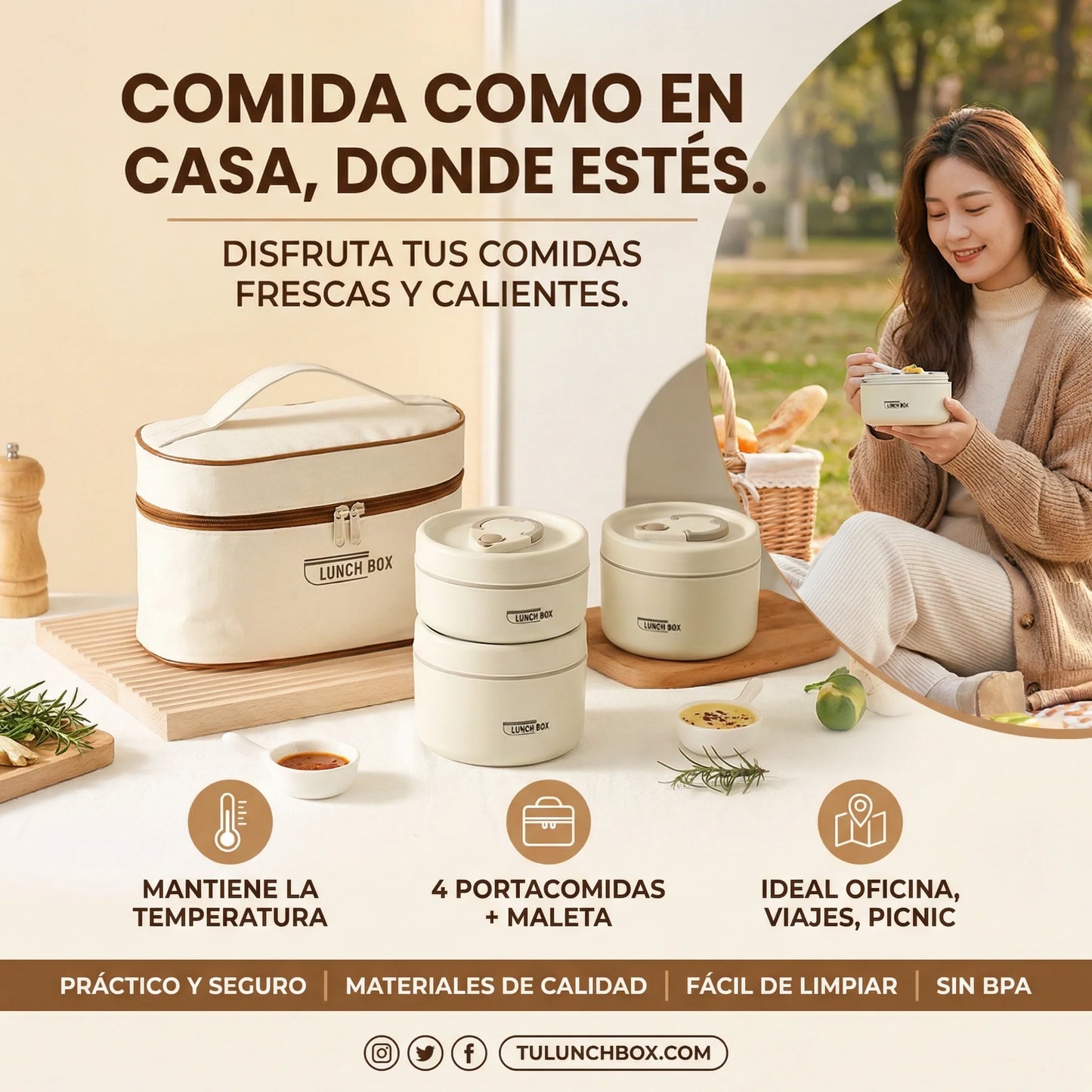 LONCHERA TERMICA PORTACOMIDA X4