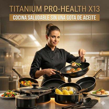 Titanium Pro-Health: Set de Cocina Antiadherente de 13 Piezas