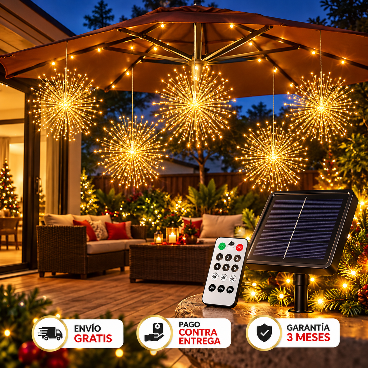 LUCES NAVIDEÑAS SOLARES - 120 LUCES RC