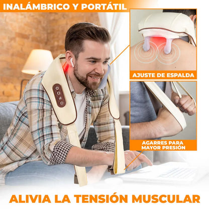 MASAJEADOR ELECTRICO CUELLO ESPALDA CON CALOR PARA ALIVIAR EL DOLOR DE TEJIDOS PROFUNDOS